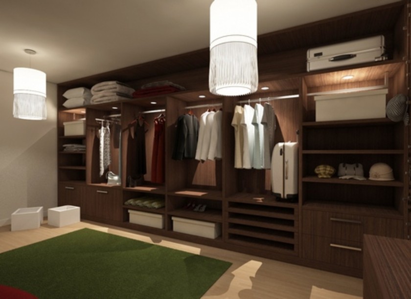 Классическая гардеробная комната из массива с подсветкой Красноярск